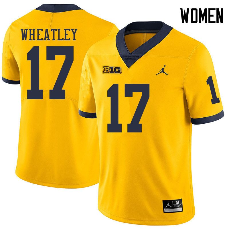 Jordan Brand Women #17 Tyrone Wheatley Michigan Wolverines College Football Jerseys Sale-Yellow